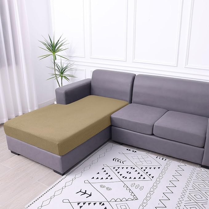 hyha Waterproof Sectional Couch Covers, Non Slip Sofa Cushion Covers | L Shape Sectional Fit, Stretch Jacquard Fabric, Elastic Bottom, Waterproof Protection (1 Piece for Chaise) - Image 8