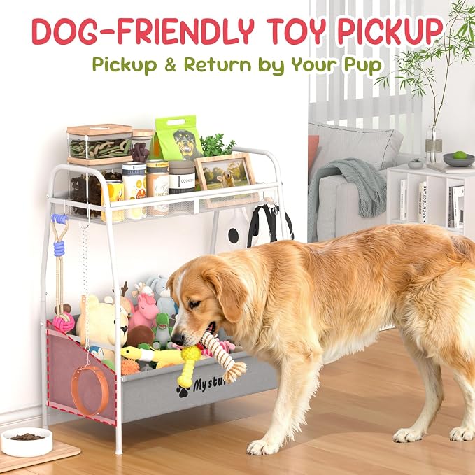 Kaiferty Large Dog Toy basket, Toy Box for Dogs, Pet Toys Bin Dog Metal Wire Basket for Toys, Food Storage, Storage Organizer Chest Storage, Toy Box for Living Room Area (White) - Image 3