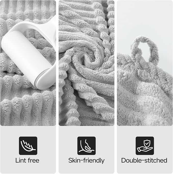 REDKISS Gray Bath Towels Set 8 Piece - Microfiber Bathroom Towels of 8 Large, Highly Absorbent Bath Towel, Soft Shower Towel for Bathroom, Hotel 2 Bath Sheet 2 Hand 2 Washcloths 2 Hair Towel Wrap - Image 6