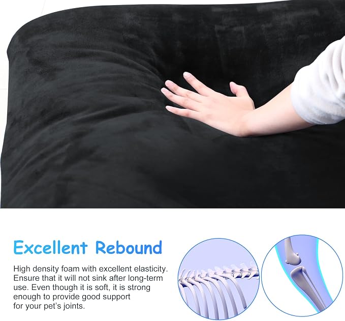 Magic Dog Super Soft Extra Large Dog Bed, 47 Inches Jumbo Orthopedic Foam Pet Beds with Anti Slip Bottom, Dog Sleeping Mattress with Removable and Washable Cover, Dark Grey XL - Image 2
