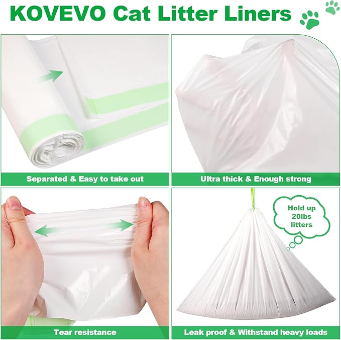 100 PCS Jumbo Cat Litter Box Liners for Large Litter Tray, 36"x19" | 3MIL Extra Thick, Heavy Duty, Tear & Leak Resistant, Drawstring Close - Image 5