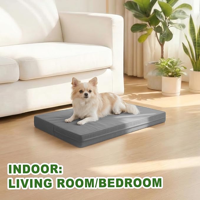 Vonabem Outdoor Waterproof Dog Bed Washable, Small Crate Pad 24 inch, Wipeable Puppy Beds with Removable Cover Reversible, Foam Leather Durable Anti-Slip Kennel Pads 23"x17" Grey - Image 9