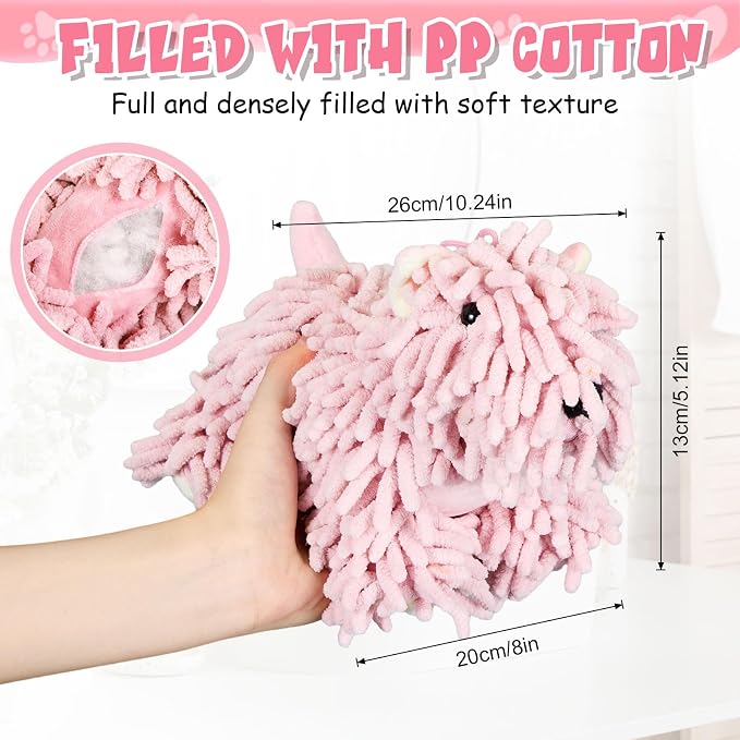 Tegeme 1 Pcs Chenille Dog Hand Towel Fuzzy Towel Absorbent Microfiber Soft for Bathroom Kitchen Washstand (Pink,Standing Dog) - Image 3