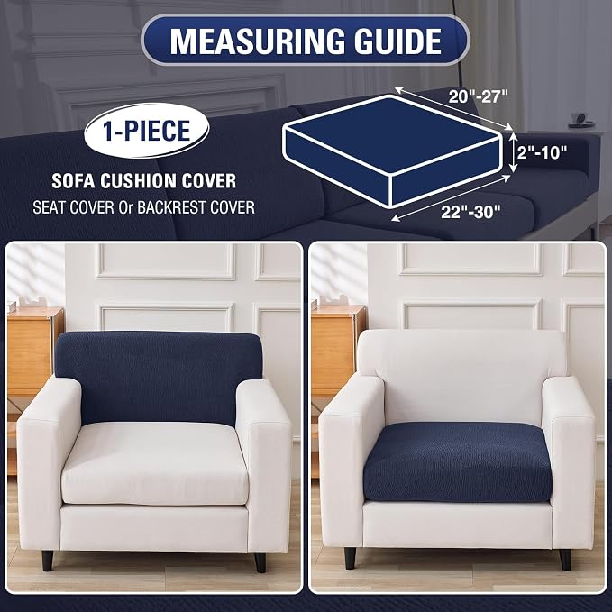 Couch Cushion Covers Sectional Couch Covers Stretch Washable Soft Seat Cushion Covers Furniture Protector Sofa Slipcovers for Pets(Navy,1 Piece Seat Cover or Back Covers) - Image 2