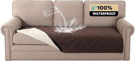 PrinceDeco Waterproof Pet Blanket Dog Bed Cover with Non-Slip Back for Furniture Bed Sofa, Couch Covers for 3 Cushion Couch Sofa Pet Friendly,Brown,47x68 Inch by PrinceDeco