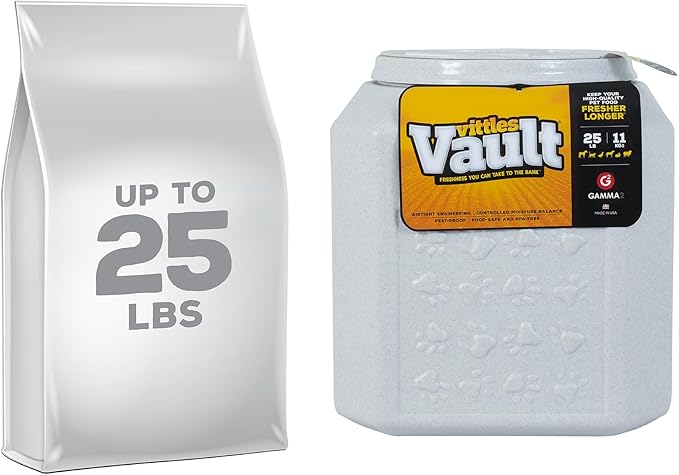 Vittles Vault Pawprint Pet Food Storage Container For Dog Food, Kibbles/Bird Seed/Oatmeal/Rice/Flour/Cereal, BPA Free, Plastic, Sealed Airtight For Cat Food, Up To 25 lb, Made in USA, With Scoop, Gray - Image 3