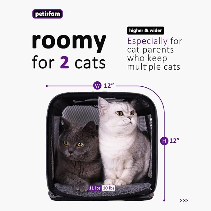 Soft Pet Carrier for Large and Medium Cats, 2 Kitties, Small Dogs. Easy to Get Cat in, Great for Cats that Don't Like Carriers (Black) - Image 5