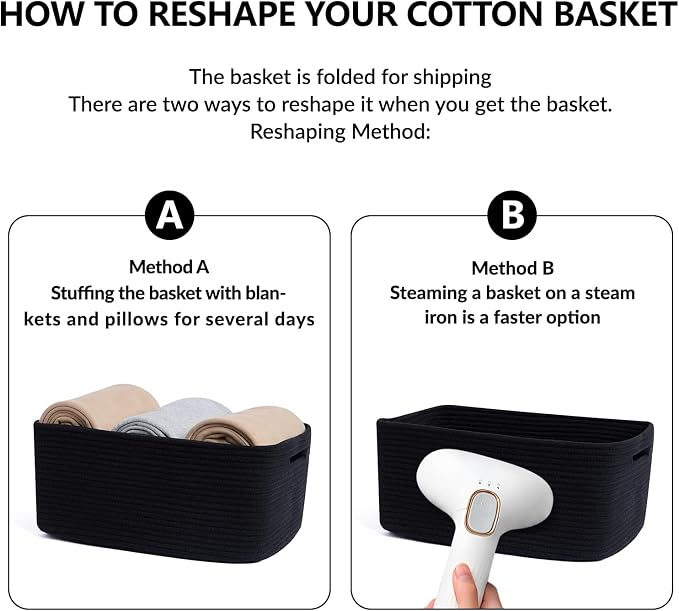 MiniArk Large Storage Baskets for Organizing, 17 x 13 x 7.5” Closet Shelf Baskets for Clothes Blanket Towels, Baby Nursery, Toy Bins Box, Woven Rope Baskets, 4 Packs Black - Image 7