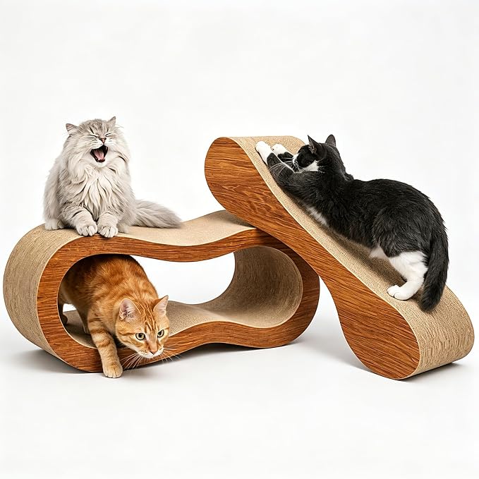 Simple Deluxe Cat Scratcher, 2 in 1 Cat Scratching Board, Cat Cardboard, Scratch Lounger, Large, 27.56 x9.45 x8.86 inch by SimpleDeluxe