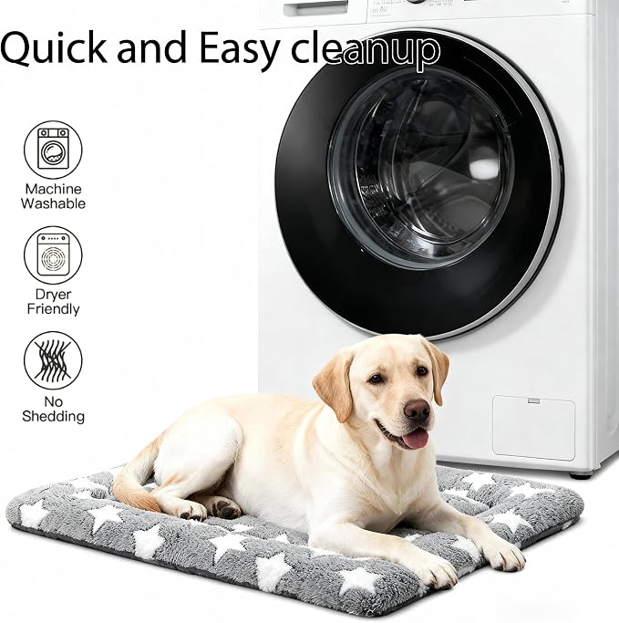 Dog Bed Mat, Reversible Crate Pad & Durable Dog Bed - Machine Washable Kennel Mat with Ultra Soft for Medium Dogs (Cool/Warm), 30" x 20", Grey&Star - Image 6