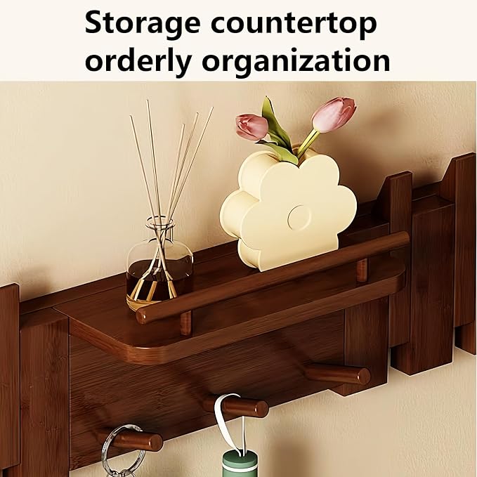 Wall Mounted Coat RackHooks Piano Key Hangers Natural Solid Wood Hanger Non-Woven Fabric Clothes Hangers for Closet, Kitchen, Bedroom, Bathroom, Entryway (Innovate-Walnut, 10 Hooks) - Image 9