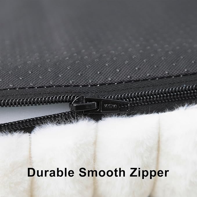Waterproof Orthopedic Dog Bed for Large Meduim Dogs Beige | Non-Slip Egg-Crate Memory Foam Dog Couch Pet Bed with Sides Removable Washable Cover for Crate - Image 6