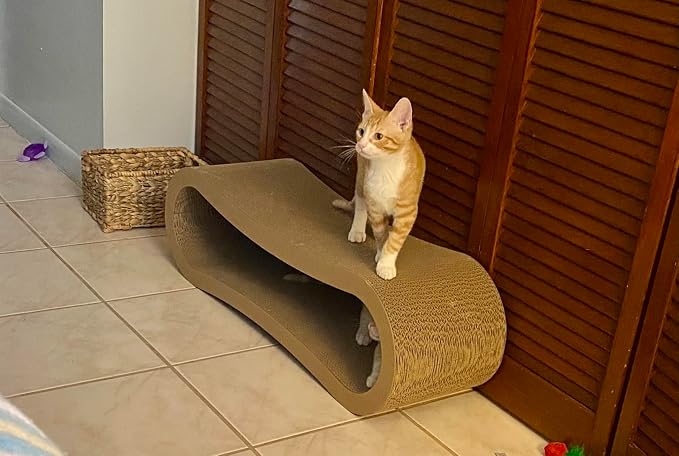Simple Deluxe 3-in-1 Large Cardboard Cat Scratcher Lounger, 33.5" x 10.2" x 10.2" Infinity Shape Cat Scratching Board, Reversible Corrugated Scratch Pad for Multi-Cat Homes, 100% Recyclable, X-Large - Image 8