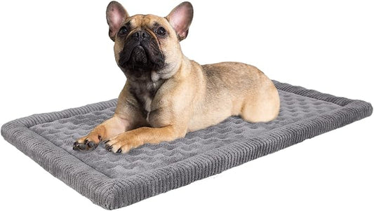 Dog Crate Pad 30x19 inch Gray Memory Foam Dog Bed Mat Small Medium Grey Washable Puppy Sleeping Bed Anti Slip by PAGGEDHOME