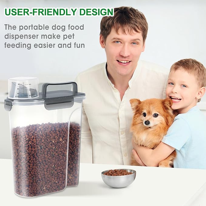 TBMax 5 Lbs Cat Dog Food Storage Container, Secondary Pet Food Storage Container Beyond a Large Dog Food Bin for Daily Use, Easy-Pouring Bird Seed Dispenser, Travel Kibble Holder -Transparent Grey - Image 6