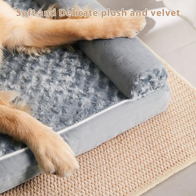 BFPETHOME Orthopedic Washable XLarge Dog Bed for Senior Dog Cozy Sleep | Extra Large Waterproof Big Soft Pet Couch Bed for Dogs Relax with Removable Cover Supportive Egg Crate Foam Grey 45x35 Inch - Image 5