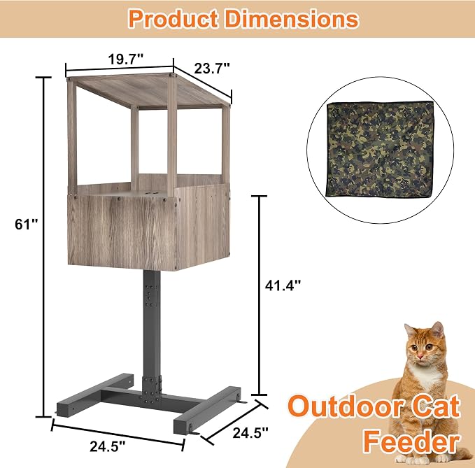 GDLF Outdoor Cat Feeding Station and Weatherproof Feral Cat Shelter | Elevated Design: Helps keep food dry and off wet ground while creating a dedicated feeding area for outdoor cats - Image 4