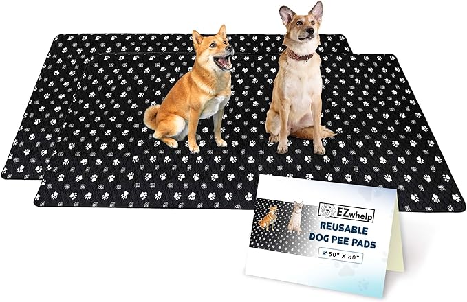 EZwhelp Reusable Dog Pee Pads, Washable Waterproof Mats for Dog Potty Training or Whelping Pads, 50x80 Inch, 2 Pack by EZwhelp