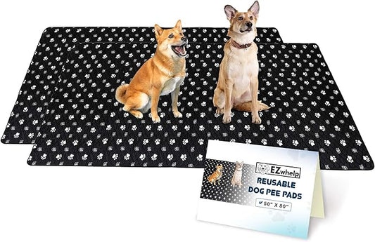 EZwhelp Reusable Dog Pee Pads, Washable Waterproof Mats for Dog Potty Training or Whelping Pads, 50x80 Inch, 2 Pack by EZwhelp