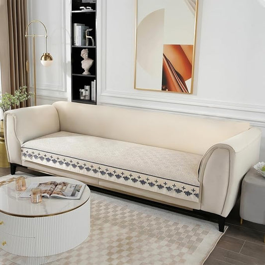 DREAMINGO Sofa Seat Cover, Washable Chenille Sofa Protector for Pets Kids, European Embroidery Jacquard 2 Cushion Couch Slipcover, Versatile Living Room Loveseat Cover 35.4"x63", Beige by DREAMINGO