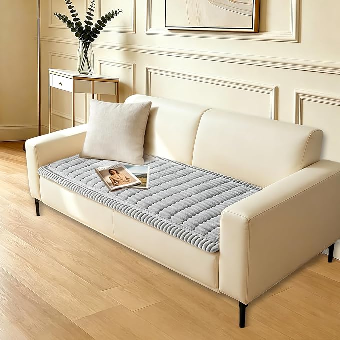 Couch Cover for Dogs Washable,Non Slip Fuzzy Durable Pet Friendly Cozy | Soft Slipcovers for 3 Cushion Sofa Cover,Plush Thick Protector Fits Mat Bed Leather & Fabric Couches (Light Grey 27.6"x70.9") - Image 8