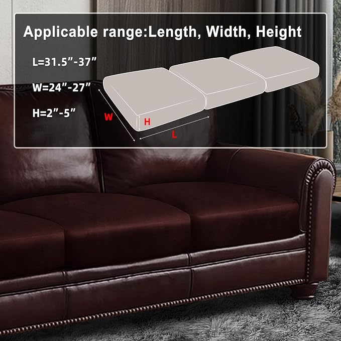 ANARACHON Leather Look Couch Cushion Covers Sofa Seat Slipcovers Sets Couches Furniture Protector for Sectional Armchair Loveseat Pets Kids Stretch Spandex Fabric (3 Cushion XL Sofa, Burgundy) - Image 3