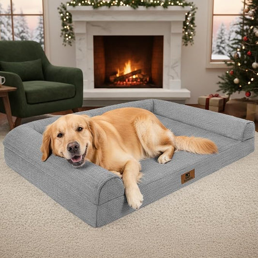 Sytopia 42 Inch Indestructible Dog Beds for Large Dogs, Big Chew Proof Orthopedic Egg Crate Foam Pet Bed with Washable Removable Cover and Anti-Slip Bottom, Grey by Sytopia