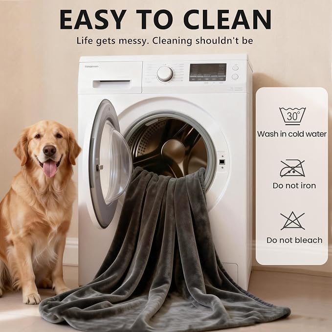 gogobunny Waterproof Blanket for Dogs and Cats, Reversible Flannel Double-Sided Furniture Protector for Couch Sofa Bed Against Spills & Pet Fur (60" x 80", Dark Grey/Light Grey) - Image 6
