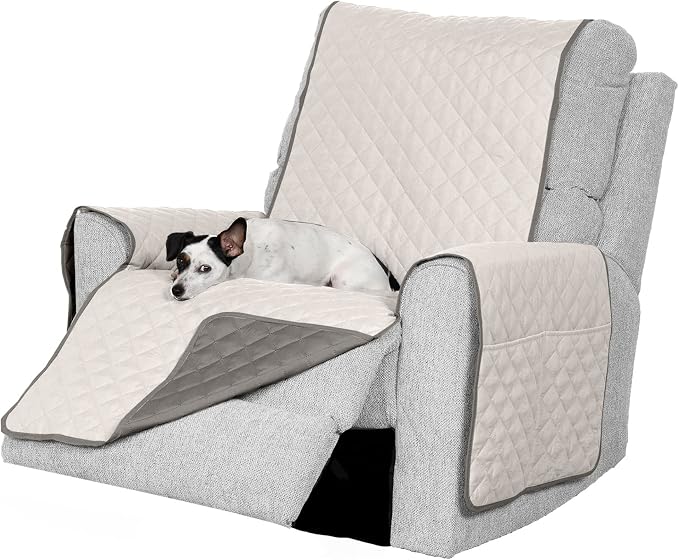 Furhaven Water-Resistant & Reversible Recliner Chair Cover Protector w/ Side Pockets for Dogs, Cats, & Children - Two-Tone Pinsonic Quilted Living Room Furniture Cover - Gray/Mist, Recliner - Image 2