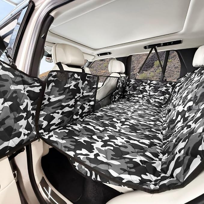 4Knines Back Seat Extender for Dogs, Hard Bottom Waterproof Backseat Protector with EZ Door Guard (Camo, Regular) - Image 3
