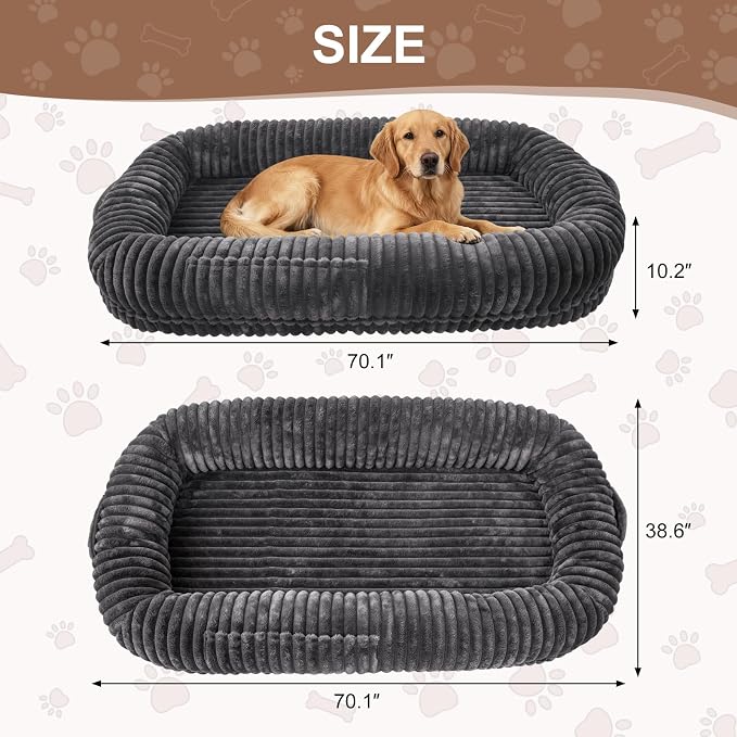 Human Dog Bed for Adult,Large Dog Bed 70"x38"x10" | Orthopedic Washable XL Dog Bed with Memory Foam (Darkgrey) - Image 6