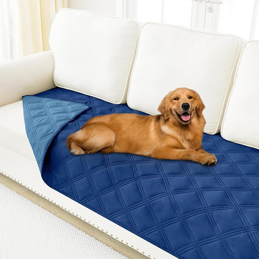 Smiry Waterproof Dog Bed Cover, Reversible Pet Blanket for Sofa Couch | Soft Washable Dog Blanket, Leakproof Couch Cover for Dogs Cats & Furniture Protection, 40x80, Navy/Blue by Smiry