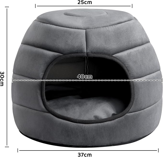 Hollypet Cat Bed Cave for Indoor Cats for Pets up to 15 lbs, Dark Gray | Warm Cat Bed Cats Igloo Cave Condo, Covered Kitty House with Removable Washable Cushion, Cozy Enclosed Pet Bed for Small Dogs - Image 5
