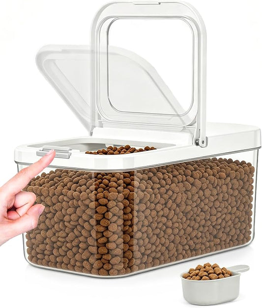 TBMax Pet Dog Cat Food Storage Container 6 Lbs with Airtight Flip-up Lid | One-press Open Lid for Easy Access & Scoop, Airtight Bin Ideal for Pet Food Treat, Small Animal Food Storage, Space-Saving by TBMax