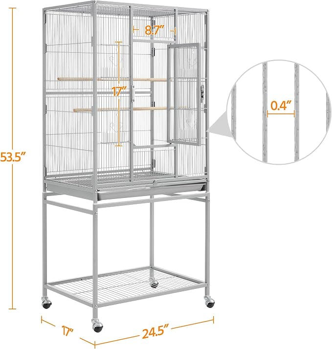 Yaheetech Metal Large Bird Cage Parrot Parakeet Cage w/Stand for Small Parrot Cockatiel Sun Parakeet Lovebird Budgie Finch Canary Green Cheek Conure, 54inch - Image 4