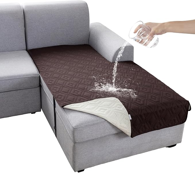 Genina 100% Waterproof Sectional Couch Covers for L Shaped Chaise Lounge Right, Anti-Slip Sectional Cover Furniture Protector Couch Cover for Dogs Pets, 1 Piece (Chocolate, Right Chaise Cover) by Genina