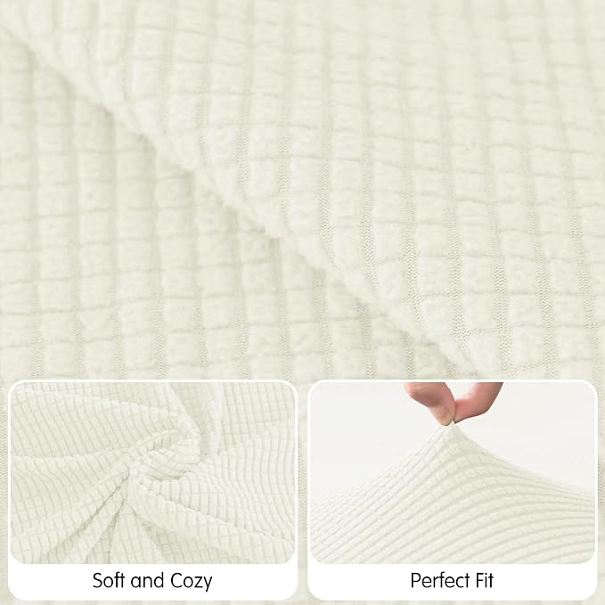 Hokway Stretch Chaise Cover Individual Couch Cushion Slipcovers Reversible Cushion Protector Slipcovers Sofa Cushion Protector Covers (Chaise Cover, Creamwhite) - Image 4