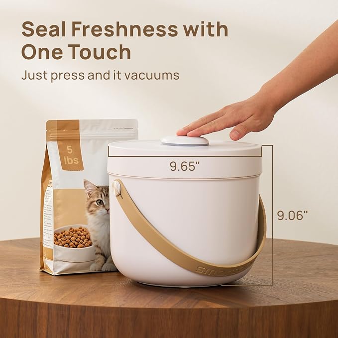 smartoo Vacuum Cat Dog Food Storage Container 5 lb, Dry Pet Food Storage | 5.3 Qt Airtight Cat Food Storage Container with One-Button Easy Use, Magnetic Scoop Incl., BPA-Free, Durable, Rechargeable - Image 7