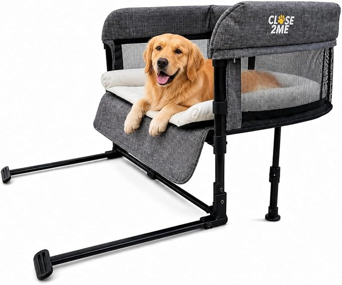 Englacha Close2Me Elevated Pet Bed - Bedside Mattress for Cats and Small Dogs - Comfortable, Cozy Design with Tool-Free Installation - Foldable for Easy Transport, Carry Bag Included by Englacha+USA
