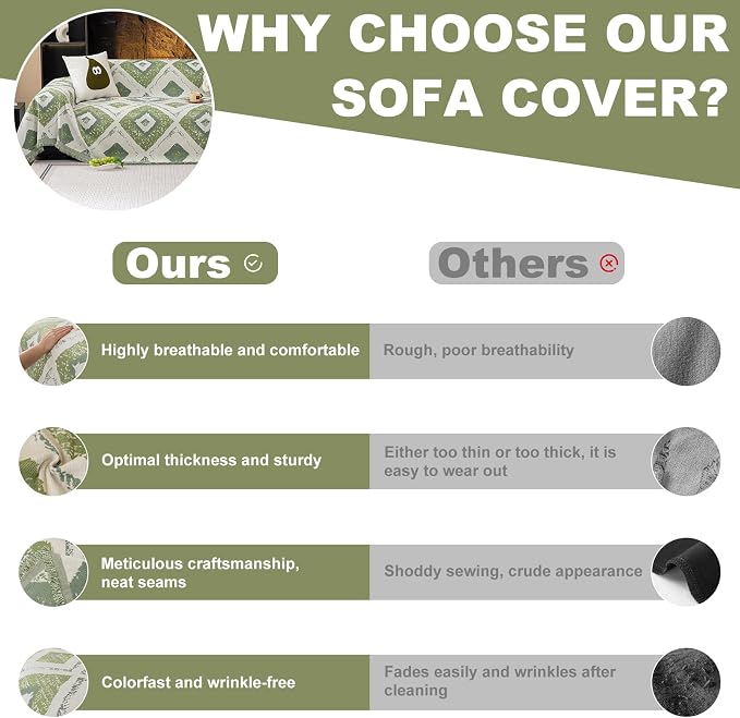 ROOMLIFE Couch Cover Boho Sofa Covers for 3 Cushion Couch Washable | Furniture Protector Sofa Couch Cover for Dogs, Soft Breathable Sofa Slipcover, Couch Throw Blankets with Tassels 71''X134'' - Image 4