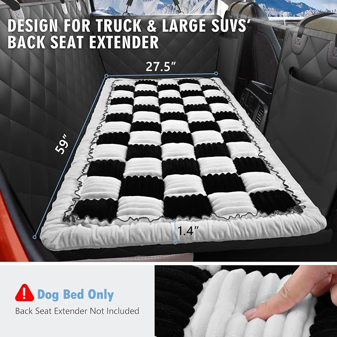 Dog Bed for Car Back Seat, Non-Slip Backseat Pet Mat XL, 59”X27.5” | Soft Blanket for Travel, Plaid Flannel, Quilted PP Cotton Filling, Non-Slip Backing, Machine Washable, Fit Backseat Extenders - Image 8