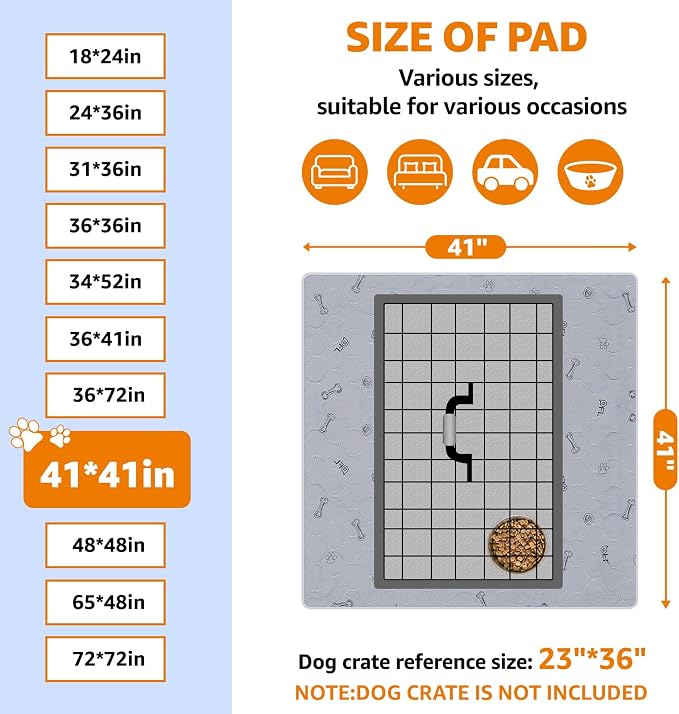 Washable Puppy Pads 2Pack , 41x41 Reusable Pee Pads for Dogs, Absorbent Whelping Pads with Bone Print, Waterproof Dog Rug Non-Slip Protector for Housbreaking,Potty Training,Bed Couch Carpet - Image 5