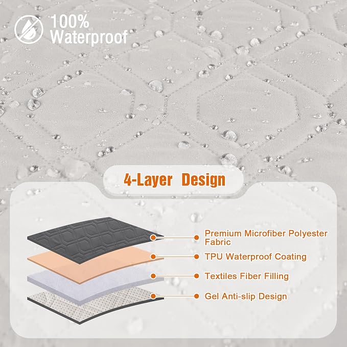 VANSOFY Waterproof Couch Cover for Pets, Off White, 67.3" | Non-Slip, Washable, Utility Pockets, Pet Friendly, Furniture Protector Slipcover for 3 Cushion Couch - Image 6