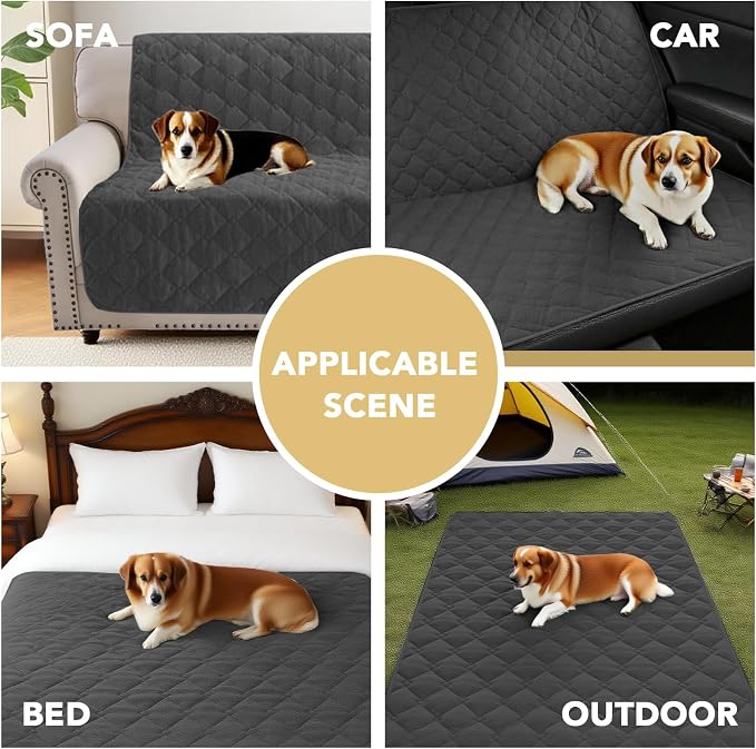 H.VERSAILTEX Couch Cover Chenille Pet Fuzzy Sofa Covers for 3 Cushion Couch and Bed Anti Slip Washable Sofa Slipcovers Soft Couch Protector Cover for Dogs Cats Kids(52" x 82", Grey) - Image 5