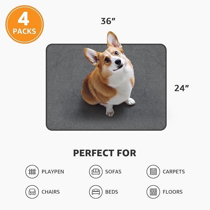 Washable Pee Pads for Dogs, 24x36 4 Pack Reusable Whelping Pads, Absorb Dog Mats Non-Slip Puppy Training Pads for Whelping, Potty, Training, Playpen, Crate - Image 5
