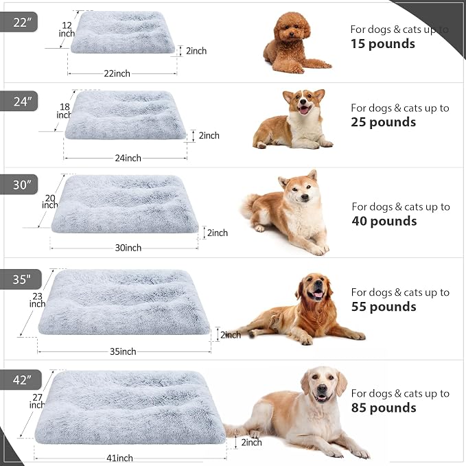 Medium Dog Bed Washable, Soft Puppy Crate Pad 30", Plush Pet Mat Sleeping | Machine Washable, Anti-Slip Bottom, Kennel Pad 30*20", Ultra Soft Cozy, Easy to Care,40lbs, Cat Bed - Image 6