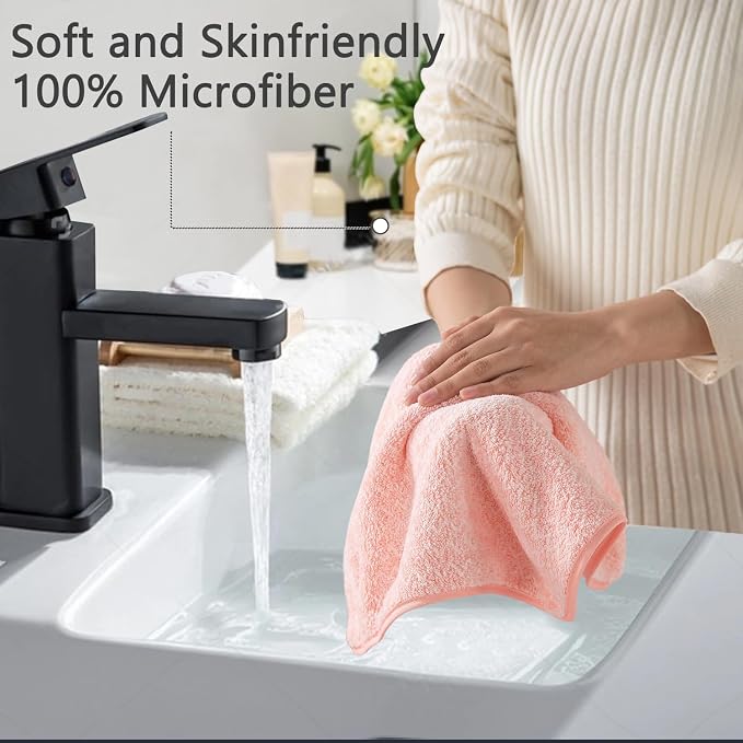 Ycosy 18 Piece Bath Towels Set,100% Microfiber Family Bathroom Towel with Hanging Loops-6 Bath Towels,6 Hand Towels,6 Washcloths,Quick Dry Highly Absorbent Shower Towel for Bathroom,Hotel,Spa-Pink - Image 8