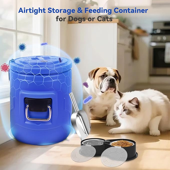Newget 20lb Dog Food Storage Container, Stainless Steel Airtight Pet Food Storage Container and Durable Plastic Food Container, Large Metal Cat Food Container with Lid and Scoop to Keep Fresh - Image 6