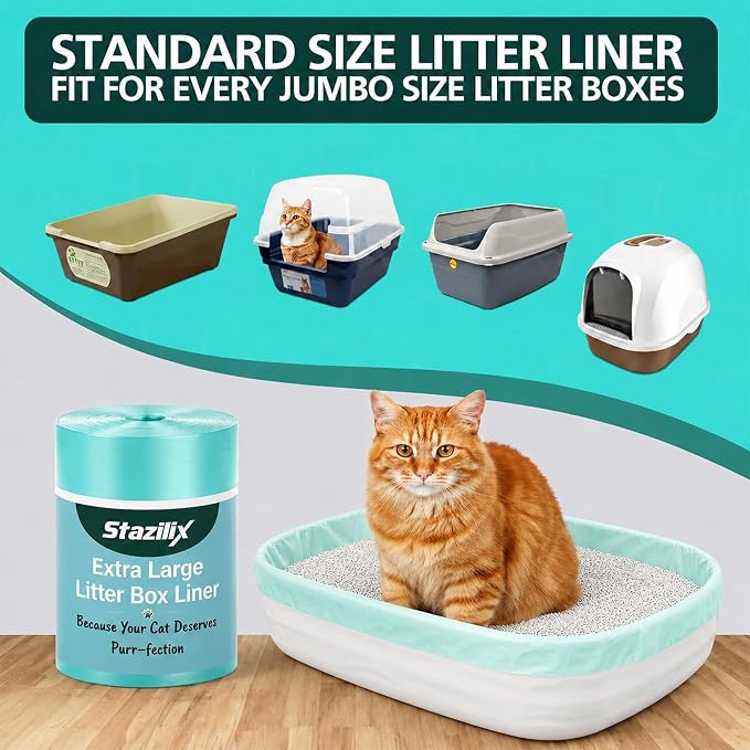50 Count Extra Large Litter Box Liners, 46x19 Inches – Extra Thick, Heavy Duty - Image 3