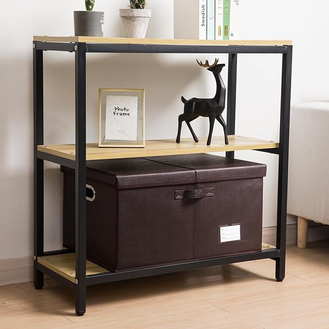 PRANDOM Collapsible Storage Box with Lid [1-Pack] Leather Fabric Foldable Storage Bin Organizer Container Basket Cube with Cover for Home Bedroom Closet Office Nursery Brown (22.8X15.7X11.8) - Image 2